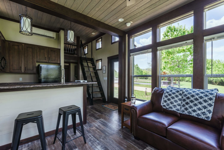 Inside of tiny home rental in Waterside at Blue Ridge